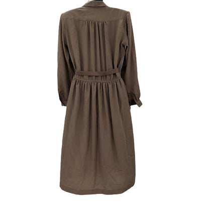 Andrea Gayle Vintage 1980s Brown Fit Flare Belted Long Sleeve Dress Size 10