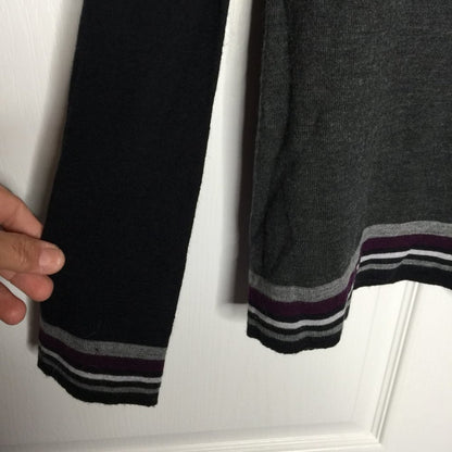 Good Man Brand Pullover Sweater Long Sleeves Crew Neck Colorblock Gray Black XL
