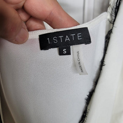 1. State Scalloped Trim Neckline Wrap Romance Shirt Top Blouse White Black Small