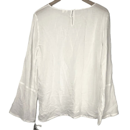 Treasure & Bond Soft Voile Round Neck Blouse Top Sz Medium in Ivory NWT