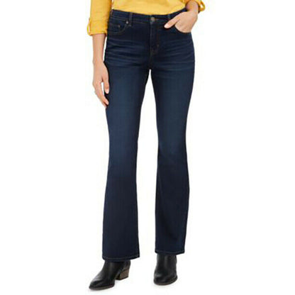 Style & Co Curvy Fit Tummy Control Bootcut Denim Jeans Mid Rise Black Size 4 New
