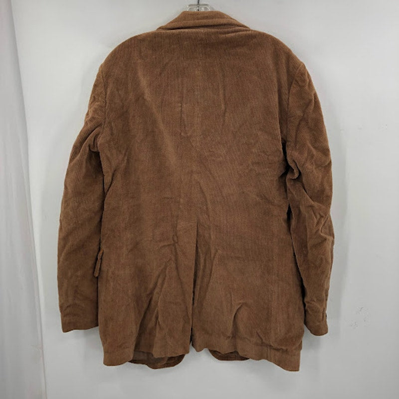 VINTAGE Brown Europe Craft Mens Coat Jacket 40 Long Wide Lapel Textured