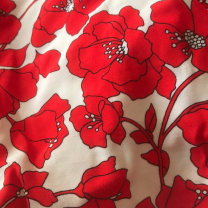 Bardot Sz 12 Red/White Fiesta Floral Faux Wrap Ruffle Short Sleeve Casual Dress