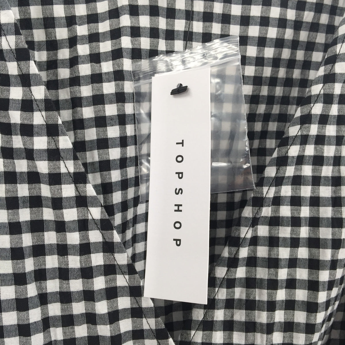Topshop Gingham Print Wrap Mini Dress Short Sleeve White/Black Size 6 NWT