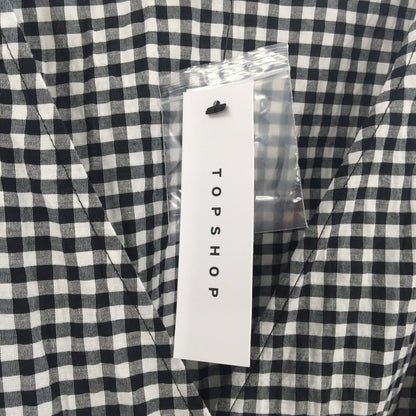 Topshop Gingham Print Wrap Mini Dress Short Sleeve White/Black Size 6 NWT