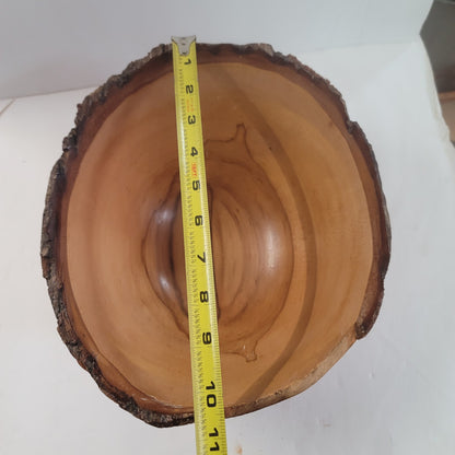 Handmade Freeform Live edge wood handturned large bowl lip on base 10.5" x 10"