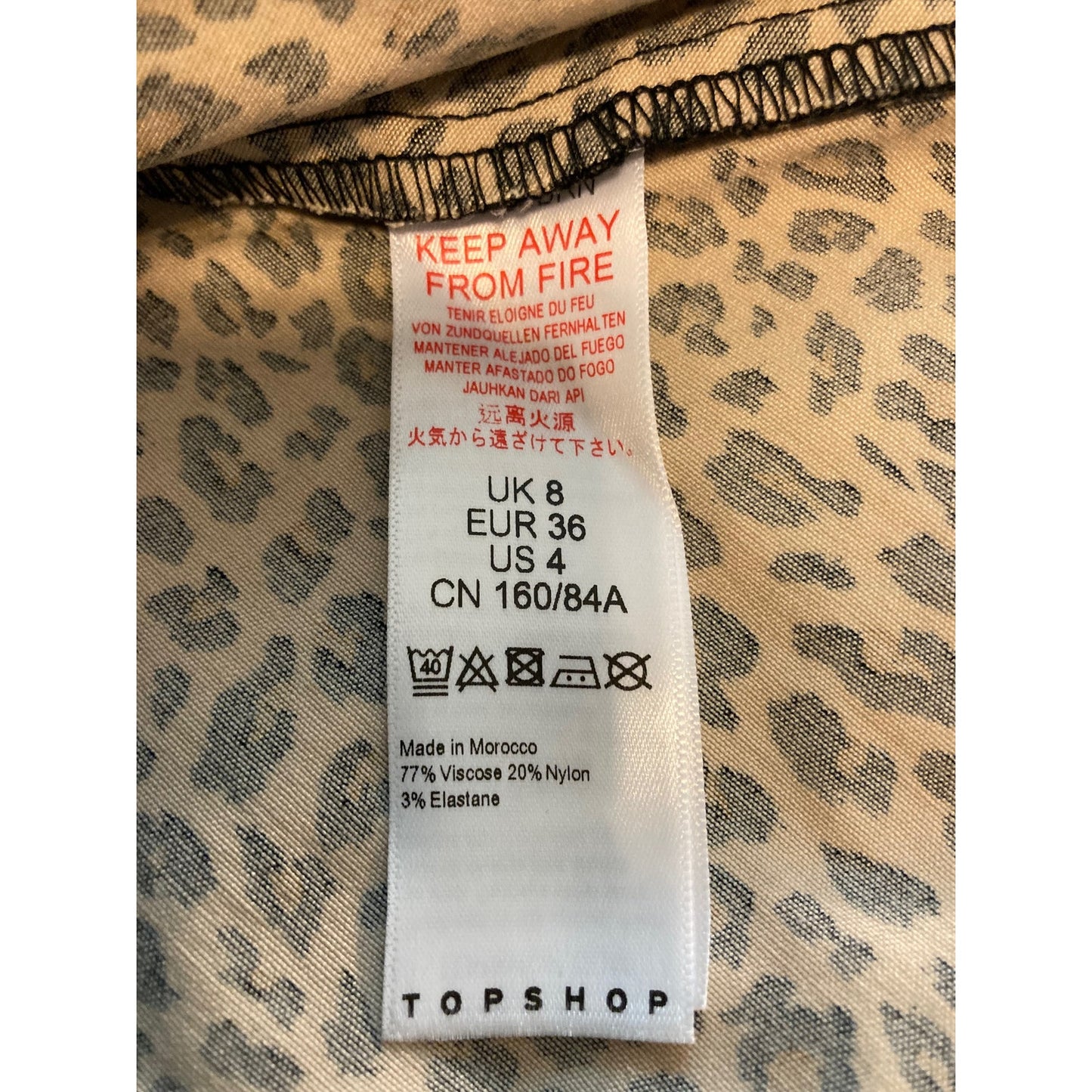 TOPSHOP Animal Print Stretch Knit Dress US Size 4 in Brown Multi NWT Small