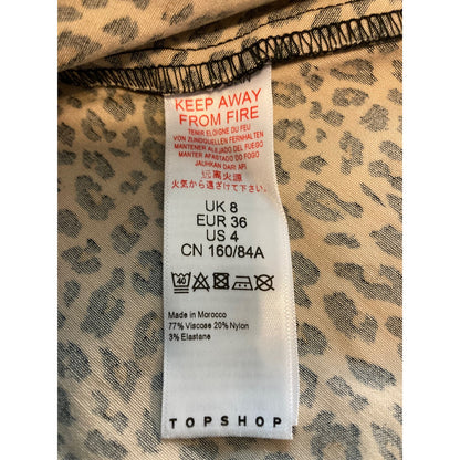 TOPSHOP Animal Print Stretch Knit Dress US Size 4 in Brown Multi NWT Small
