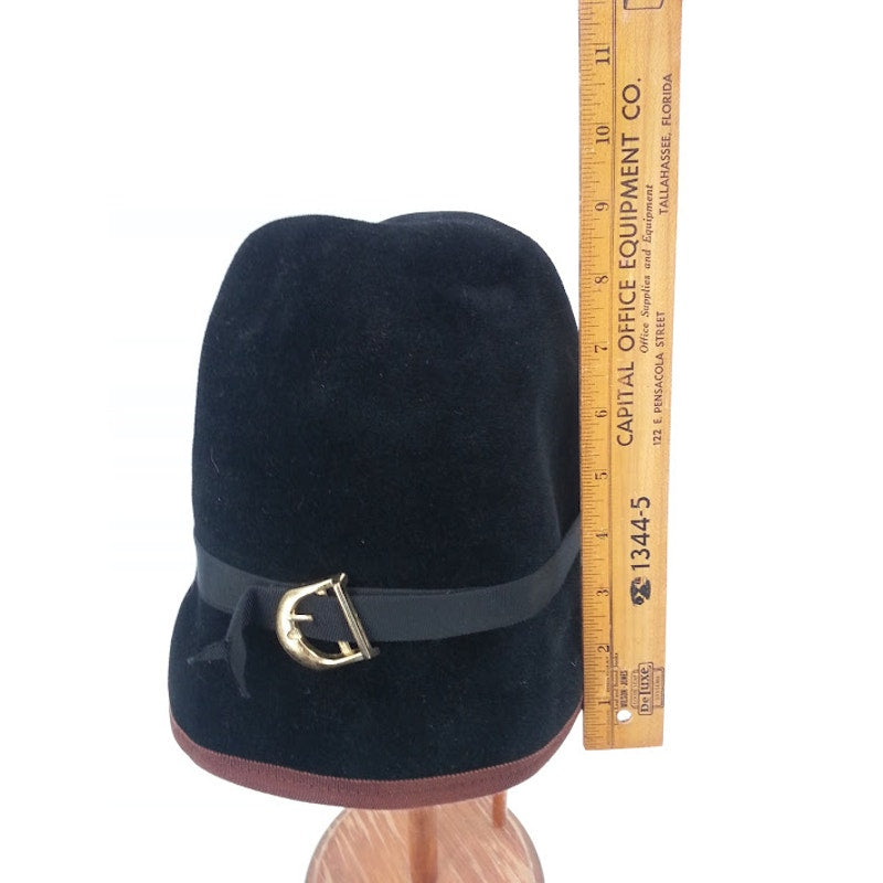 L.i.p.s By Ella Isaac Black Brown wool cloche Hat Women's 30's style