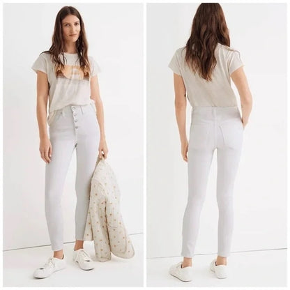 Madewell Women's Button Front High Rise Skinny Crop Jeans Waist 27" White NWT