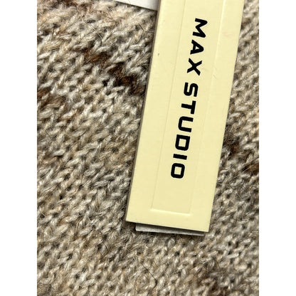 Max Studio Pullover Crew Sweater NEW Medium Oatmeal Melange Hi-Low Drop Shoulder
