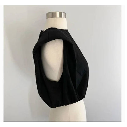 By. DYLN Ryan Cropped Tank XK Black New Size XS Slit Side Padded Shoulder
