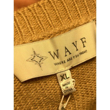 WAYF NWT Camel Tan Puff Long Sleeve Sweater Dress Size XL