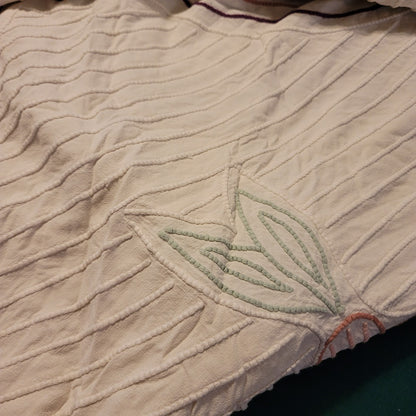 Chenille Full Bedspread Florals NEEDS REPAIR Queen cutter crafts florals flower