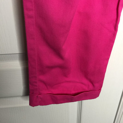 VINTAGE Pleated Cuffed High Waist MOM Ankle Pants Pink 100% Cotton Size 12