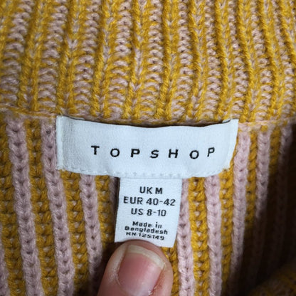 Top Shop Pullover Sweater Long Sleeves Mock Neck Mustard 8-10 drop shoulder NEW