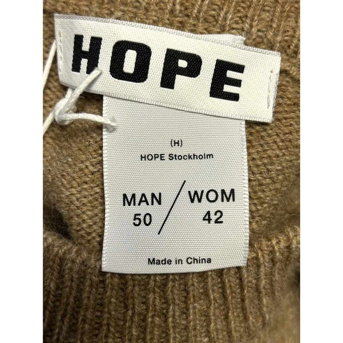 Hope NWT Pullover Sweater Long Sleeve Ribbed Cuff Crew Neck Tan Size 42