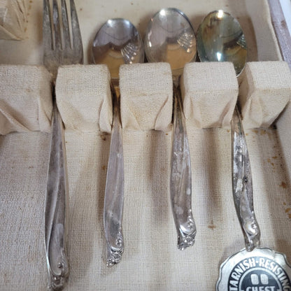 Gaity Pattern WM Roger International Silverplate Mixed LOT 28 pcs with box MCM
