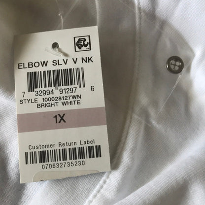 Karen Scott NEW Plus Size White V Neck Size 1X casual plain shirt top blouse