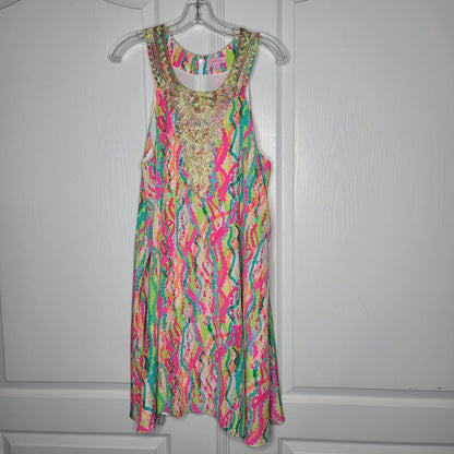 Lilly Pulitzer Dripping in Jewels Cadence Dress Gold Embroidered Back Zip XL