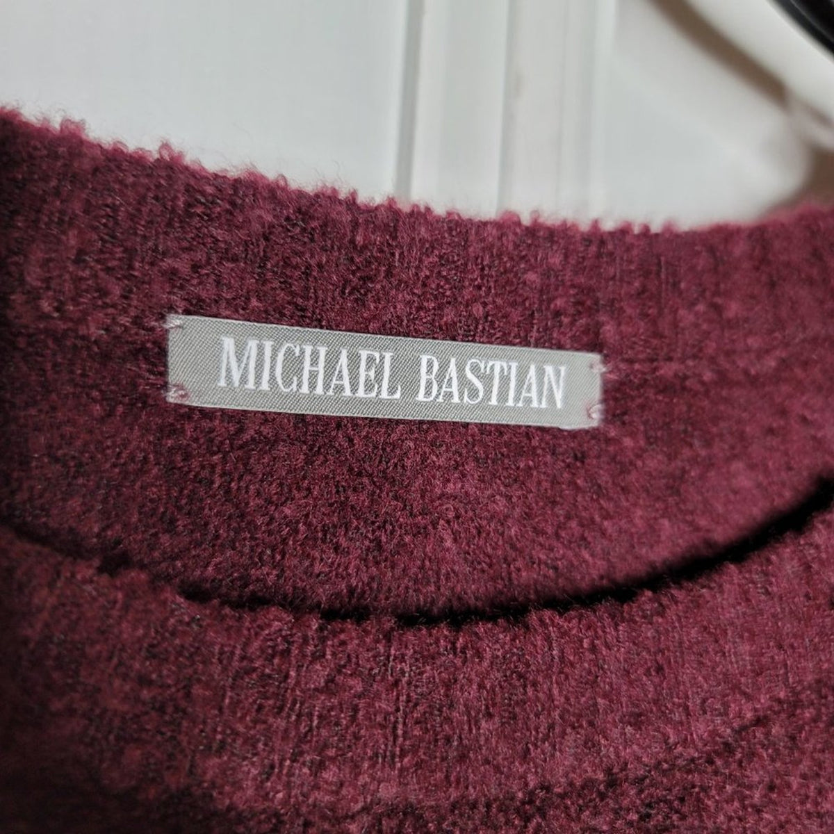 Michael Bastian Pullover Sweater Long Sleeve Crew Neck Boucle Beetroot Large