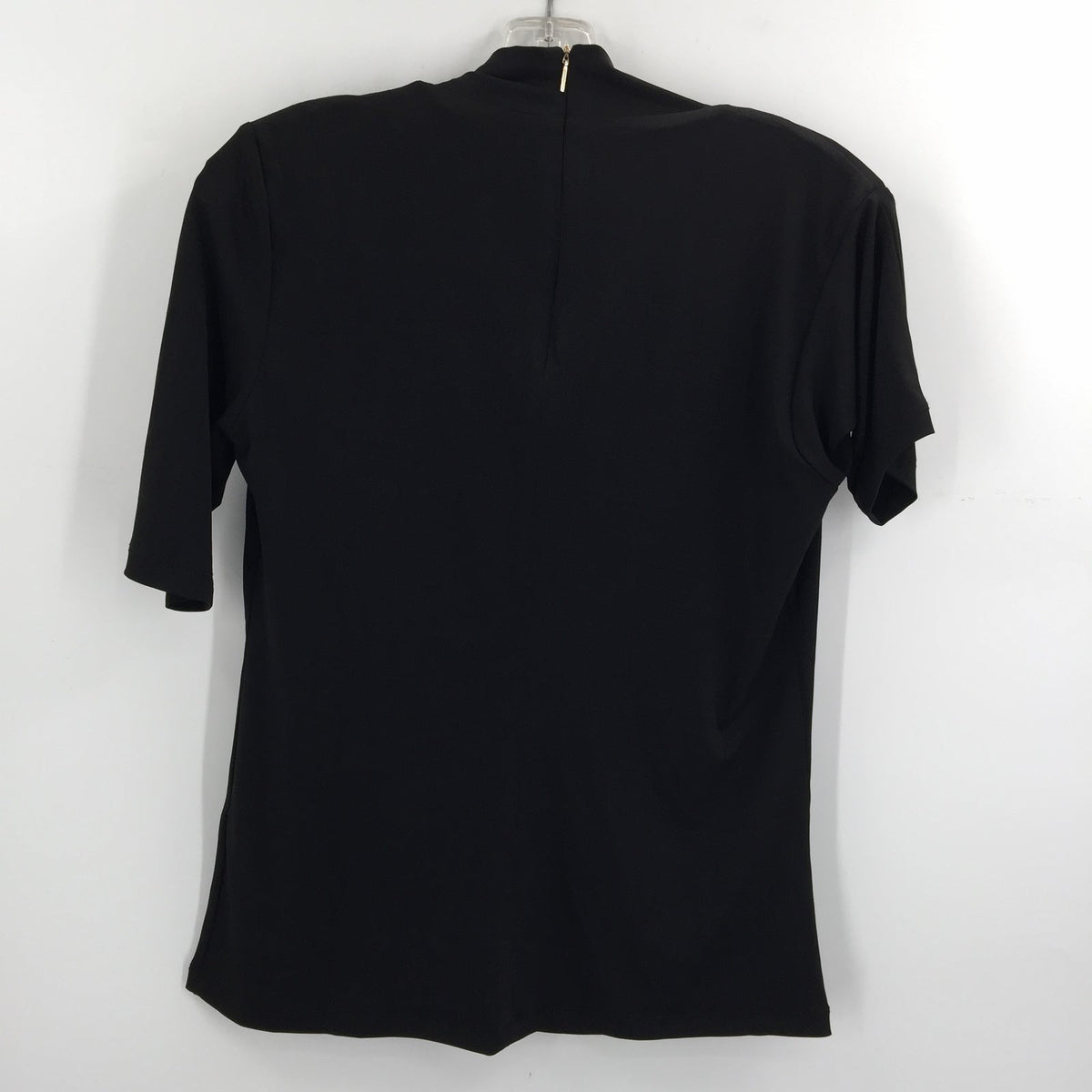 Premise Career Cowl Neck Blouse Top Short Sleeve Black Solid Size Small NWT