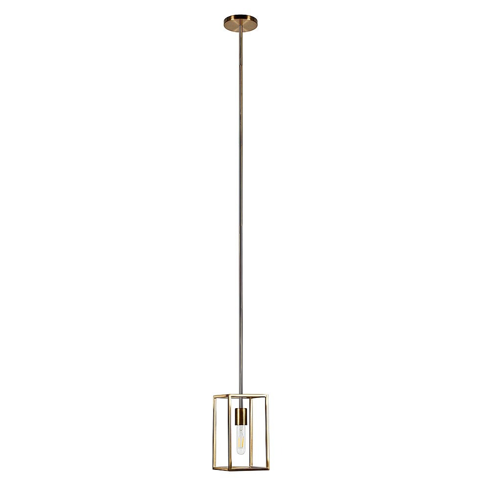 Meyer Cross Adjustable Modern Cuadro 1-Light Brass Pendant Light with No Shade