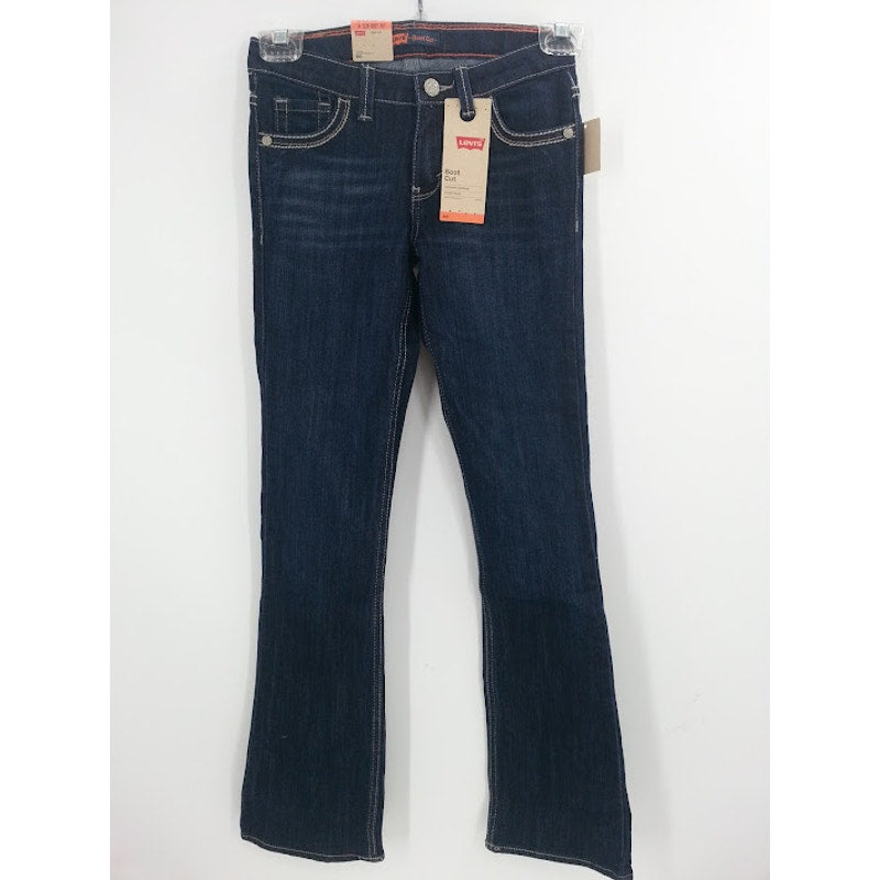 Levi's Boot Cut Slim Blue Jeans Denim Dark Wash Embroidered Girls NEW 14 Slim