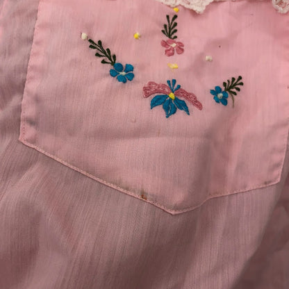 Vintage Confessiones Maria Luisa Pink Embroidered Housedress Size 36