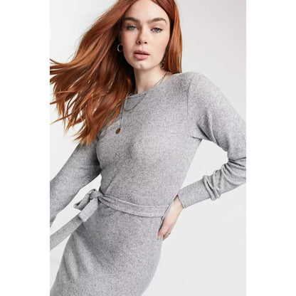 Topshop knitted midi dress in gray heather US 10