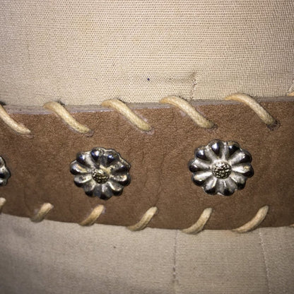 Compagnie Internationale Express Leather Belt Made Italy SMALL whipstitch tan