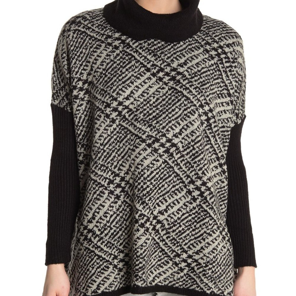 Joseph A Cowl Neck Knit Sweater Long Drop Shoulder
