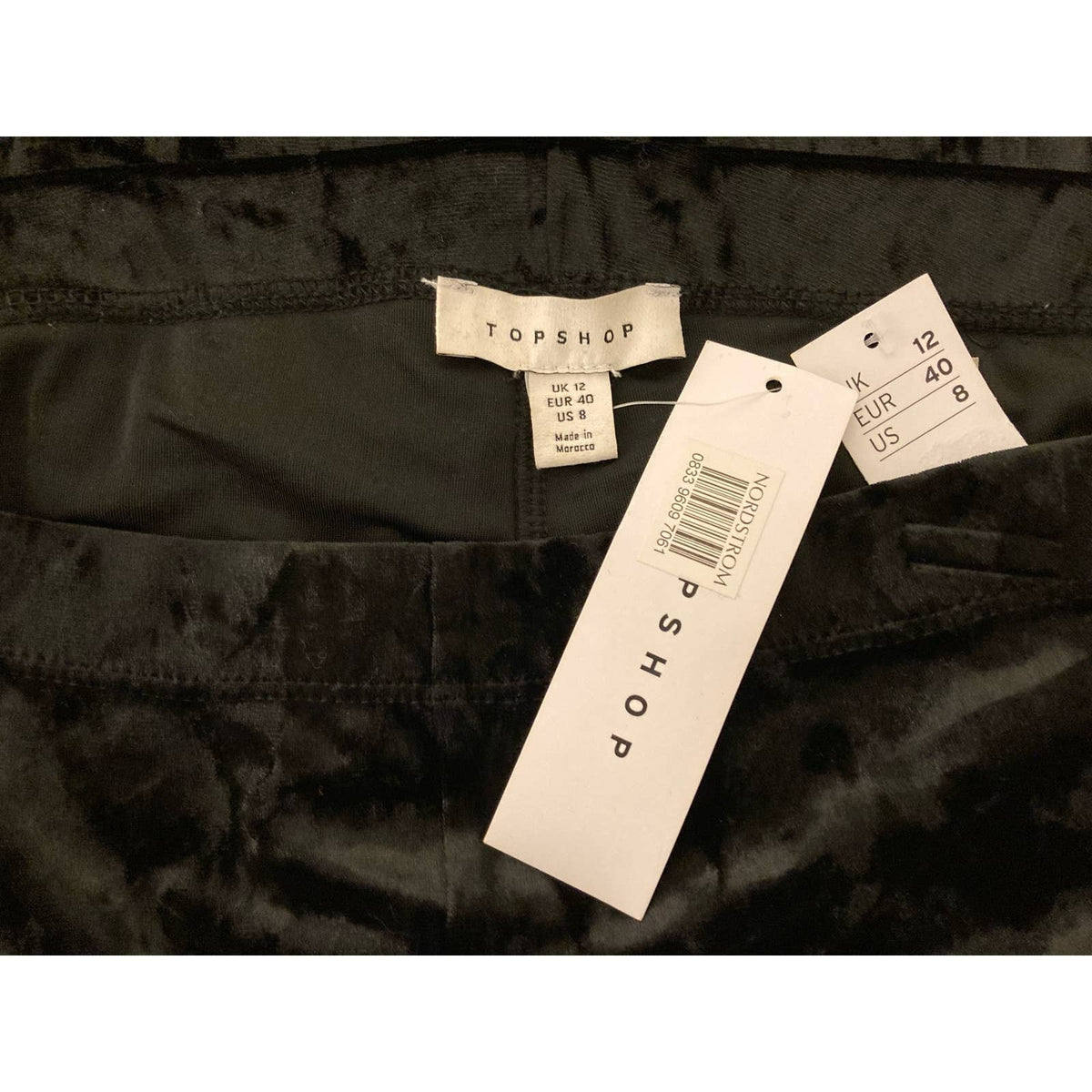 Topshop Womens Soft Crushed Velvet Knit Pull On Flare Leg Pants Size 8 Black NWT