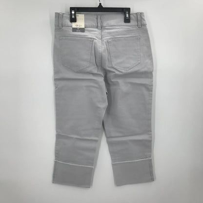 Style & Co Stretch High Rise Cuff Capri Pants Misty Harbor Gray 8P Petite