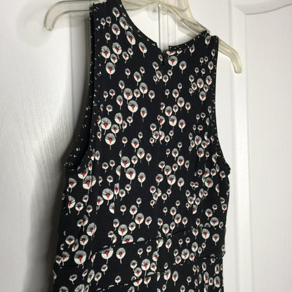 Ann Taylor Loft Tank Dress Back Zip Boat Neck Floral Black / White Size 4 Casual