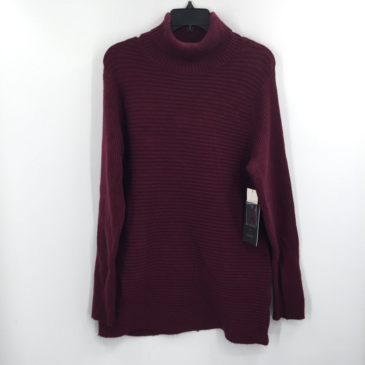 Devotion Cyrus Pullover Sweater Long Sleeve Turtleneck PORT  Burgundy Size LARGE