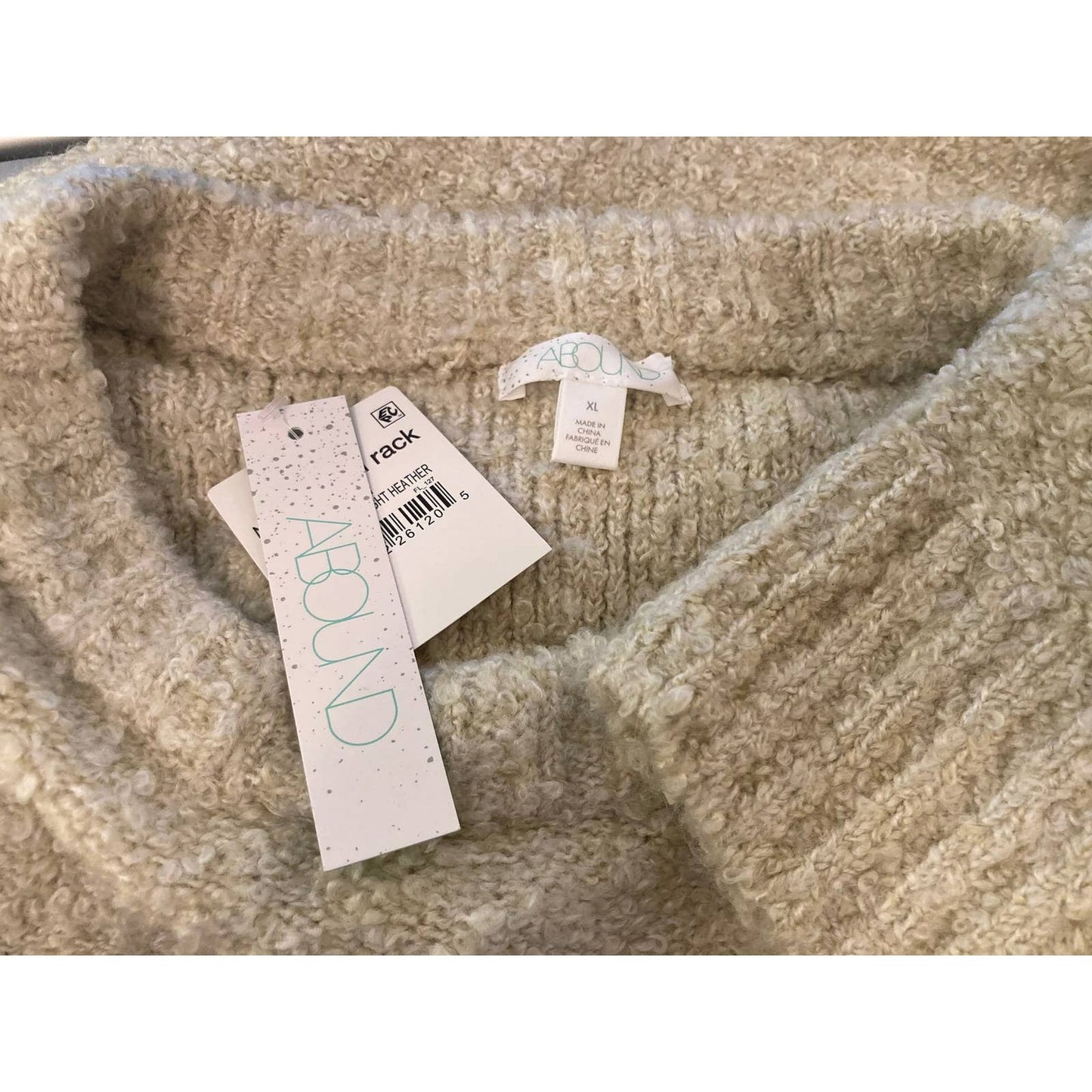 Abound Pullover Boucle Crew Neck Sweater Sz XL/Extra Large Beige Oatmeal NWT