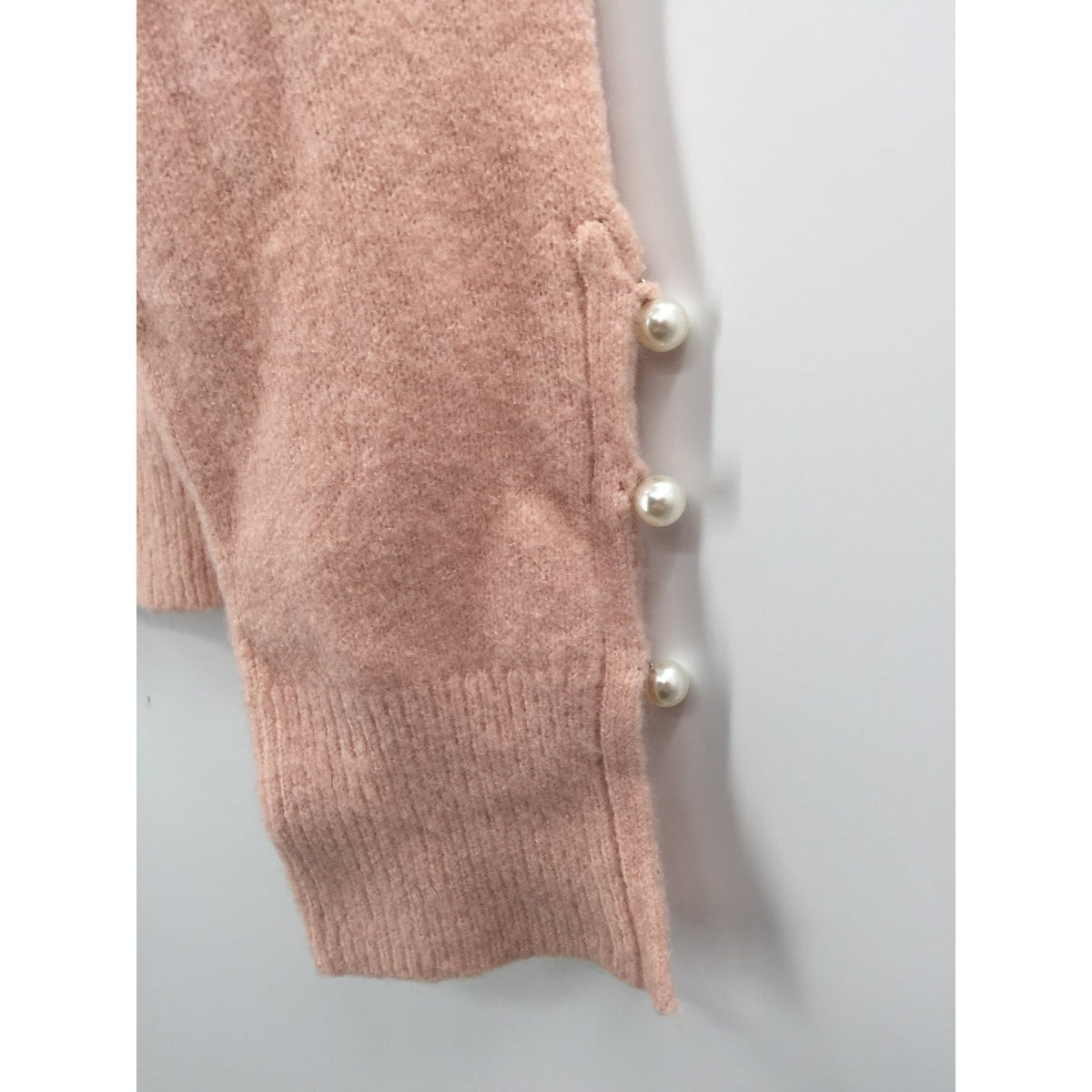 Rachel Parcell Scalloped Crew Neck Pullover Sweater Long Sleeve Pink NEW Small