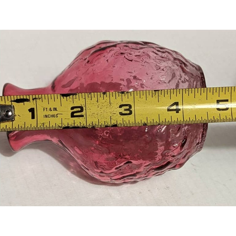 Vintage Pilgrim Cranberry Pebble Glass Miniature Jug Pitcher Clear Handle Pink