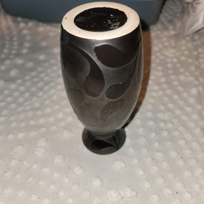 Vintage Vase Ceramic Ebony two tone black on black Matte and High Gloss