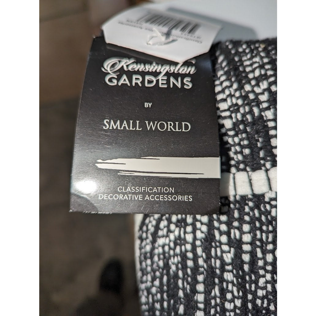 Kensington Garden SMall World Black and White Decorative Cotton Pillow 20x20 NEW