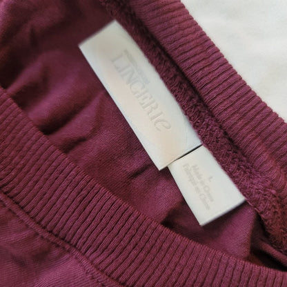 NWT Nordstrom Lingerie Burgundy Lounge Romper Large Pajamas PJs Long Sleeve