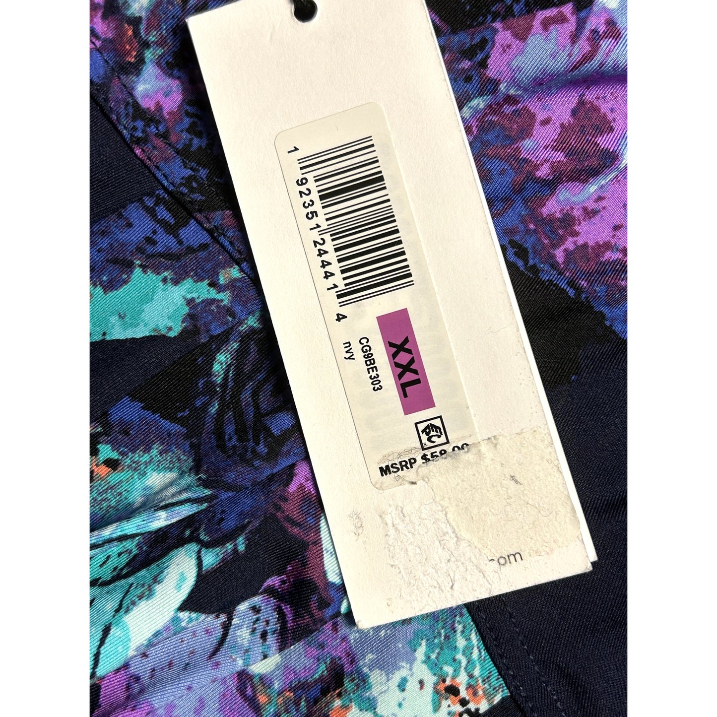 Calvin Klein Swimwear NWT Pleated High Waist Bikini Bottoms Floral Purple XXL