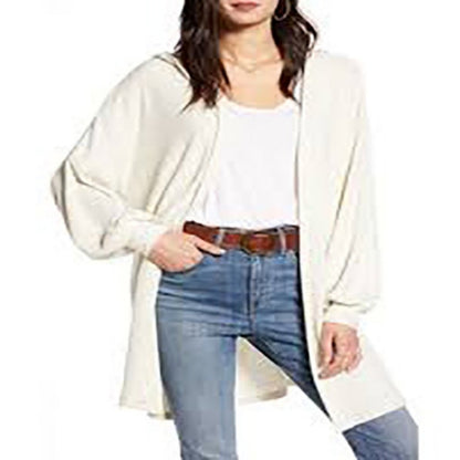 Treasure & Bond Open Front Cardigan Sweater Ribbed Cozy Beige Oatmeal Medium NEW